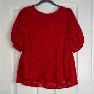 Staccato Vibrant Red Lace Blouse
